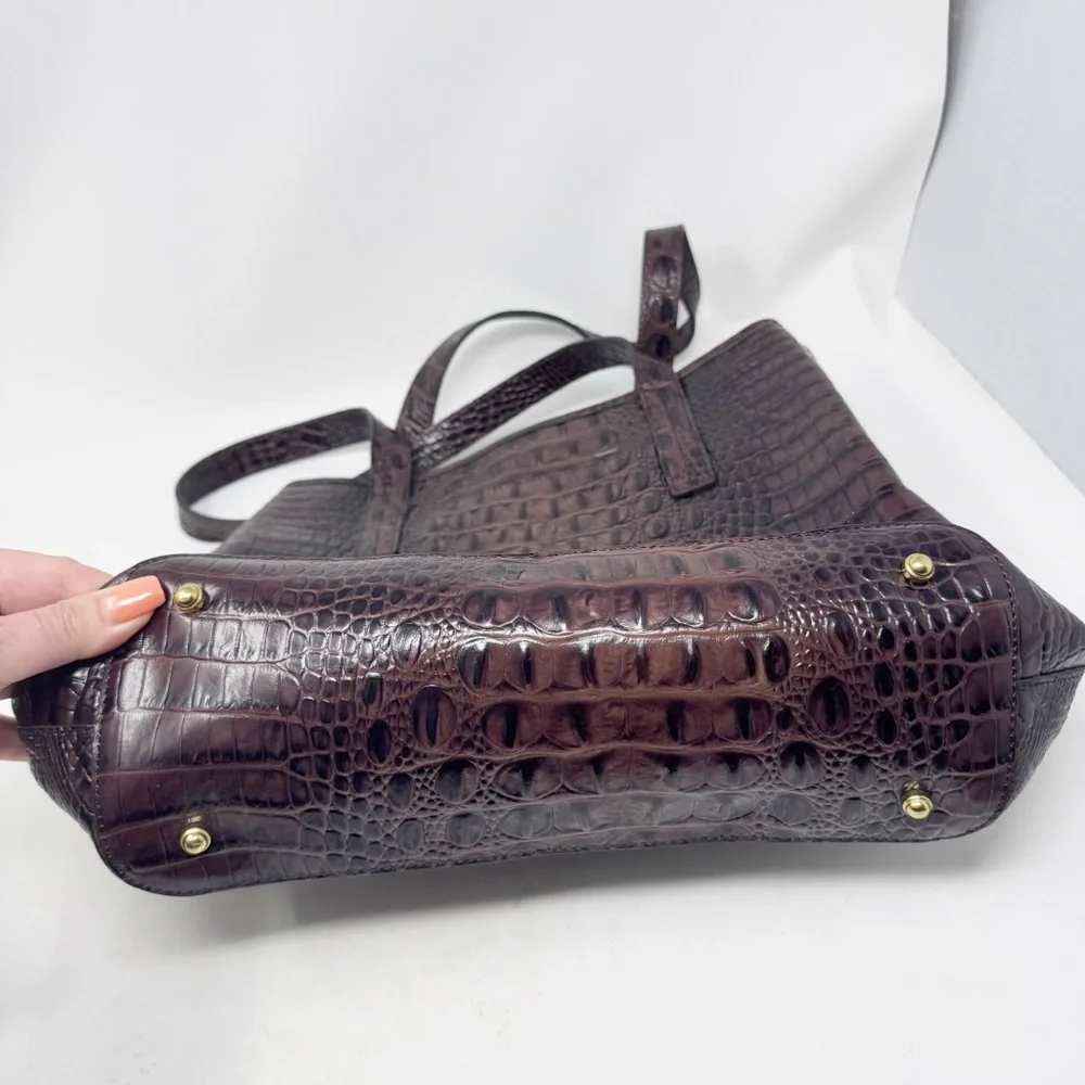 Brahmin Quartz Stanton Tote Pecan Melbourne Croc Leather NWOT